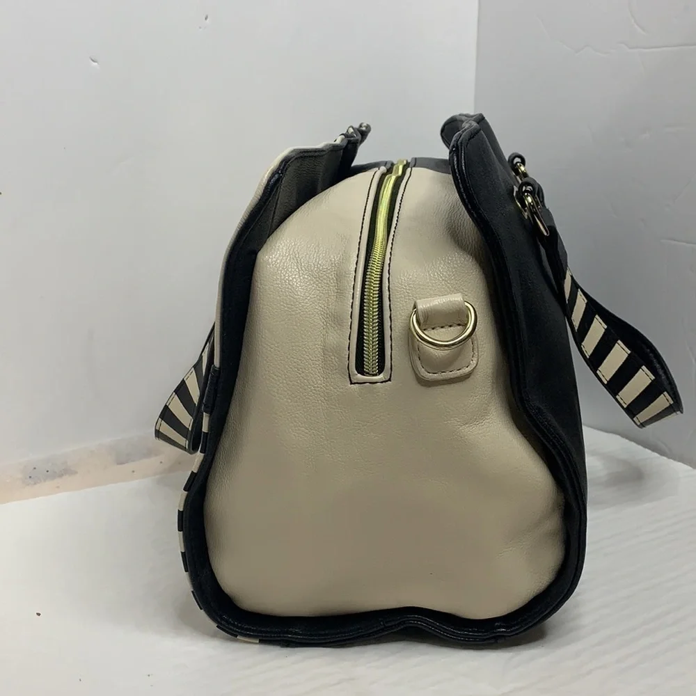 Betsey Johnson color block satchel in black/cream